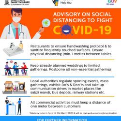 Advisory on Social Distancing to Fight Corona-virus